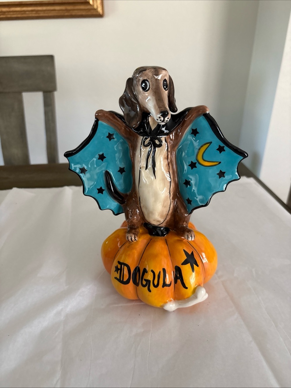Blue Sky Clayworks Halloween Dachshund Dressed As A Vampire